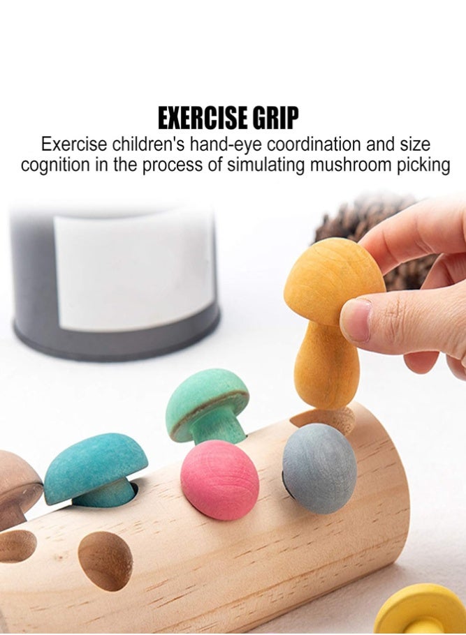 Children Wooden Mushroom Picking Game – Early Education Montessori Toy for Mental Development, Sorting u0026 Fine Motor Skills Training - Image 4