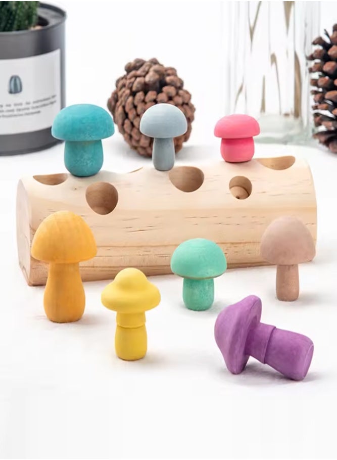 Children Wooden Mushroom Picking Game – Early Education Montessori Toy for Mental Development, Sorting u0026 Fine Motor Skills Training - Image 1