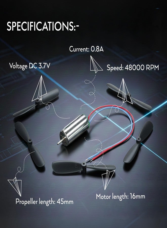 Electronicspices Electronic Spices Metal Dc 3.7V 716 7X16Mm Micro Coreless Motor With Propeller High-Speed Mini Drones (2 Motors + 2 Propellers) - Image 2