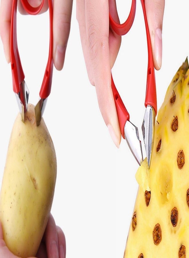 TIYOORTA Stainless Red Strawberry Huller Stem Remover, Pineapple and Tomato Corer, Fruits and Vegetables Eye Peeler - Image 5