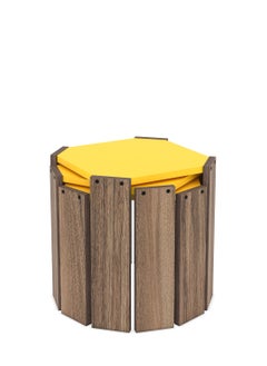 Home Canvas Home Canvas Hansel Nested Coffee Table Set of Three for Living Room (Walnut-Yellow)  - Image 1