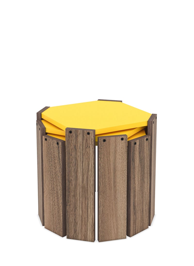 Home Canvas - Home Canvas Hansel Nested Coffee Table Set of Three for Living Room (Walnut-Yellow) - Image 1