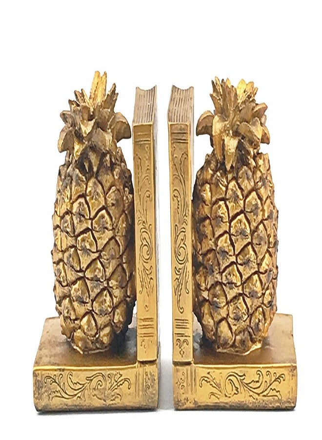 Bellaa 24162 Decorative Bookend Home Décor Book Ends Pineapple Golden Bookshelves Decor Heavy Duty Non Skid 7 inch - Image 2
