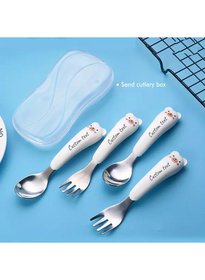Blue Personalized Laser Engraved Cutlery Set Christmas Birthday Gift - Image 5