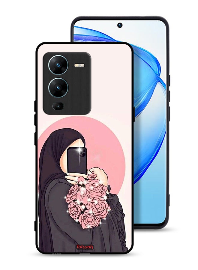 Tolwak Vivo V25 Pro 5G Protective Case Cover Making Selfies While Holding Flowers Art - Image 1