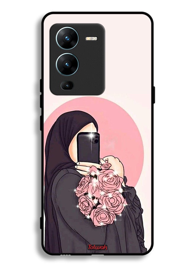Tolwak Vivo V25 Pro 5G Protective Case Cover Making Selfies While Holding Flowers Art - Image 2