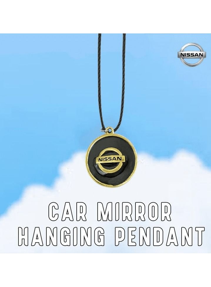 نيسان سلسلة تزيين السيارة الصغيرة مع شعار نيسان ، قلادة معلقة بمرآة السيارة معدنية عجزا قطعة واحدة - Image 1
