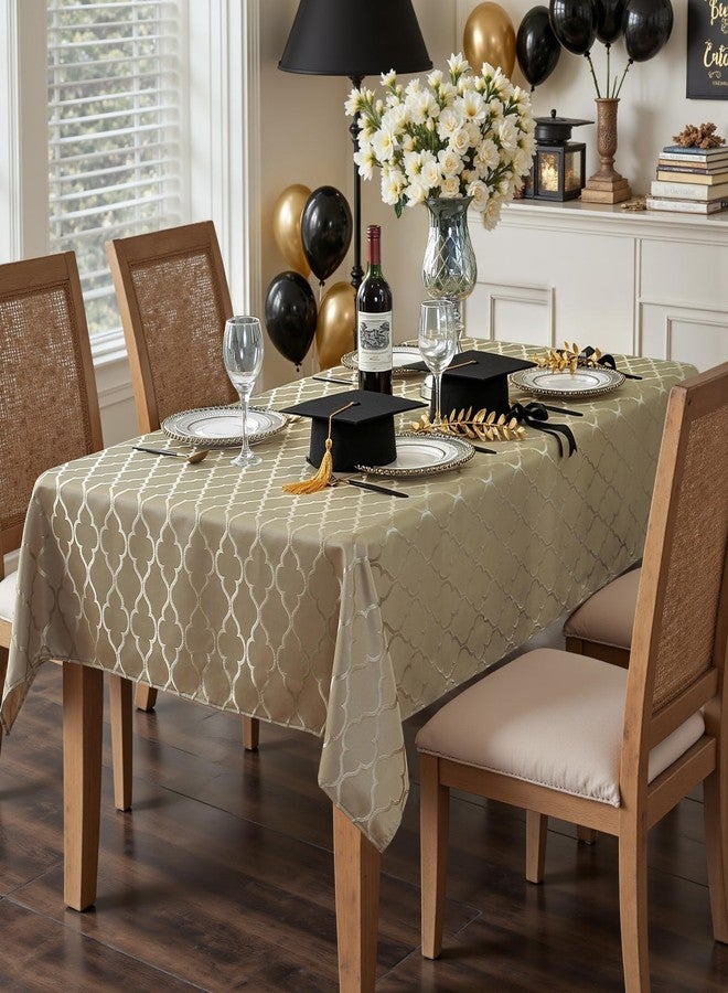 SASTYBALE Jacquard Tablecloth Flower Pattern Polyester Table Cloth Spill Proof Dust-Proof Wrinkle Resistant Table Cover for Kitchen Dining Tabletop Decoration (Rectangle/Oblong, 52" x 70" (4-6 Seats), Gold) - Image 5