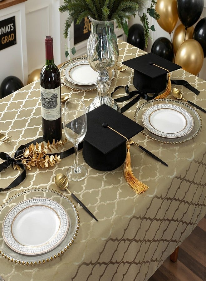 SASTYBALE Jacquard Tablecloth Flower Pattern Polyester Table Cloth Spill Proof Dust-Proof Wrinkle Resistant Table Cover for Kitchen Dining Tabletop Decoration (Rectangle/Oblong, 52" x 70" (4-6 Seats), Gold) - Image 4