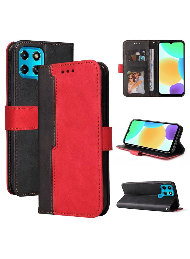 زبون جراب لهاتف Infinix Smart 6 - جراب جلدي أفقي قابل للطي بخياطة ملونة - Image 1