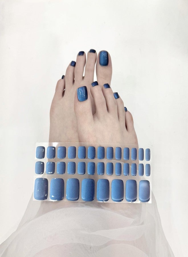 LIFOOST Semi Cured Gel Toenail Strips Blue 34Pcs Toe Nail Wraps - Image 1