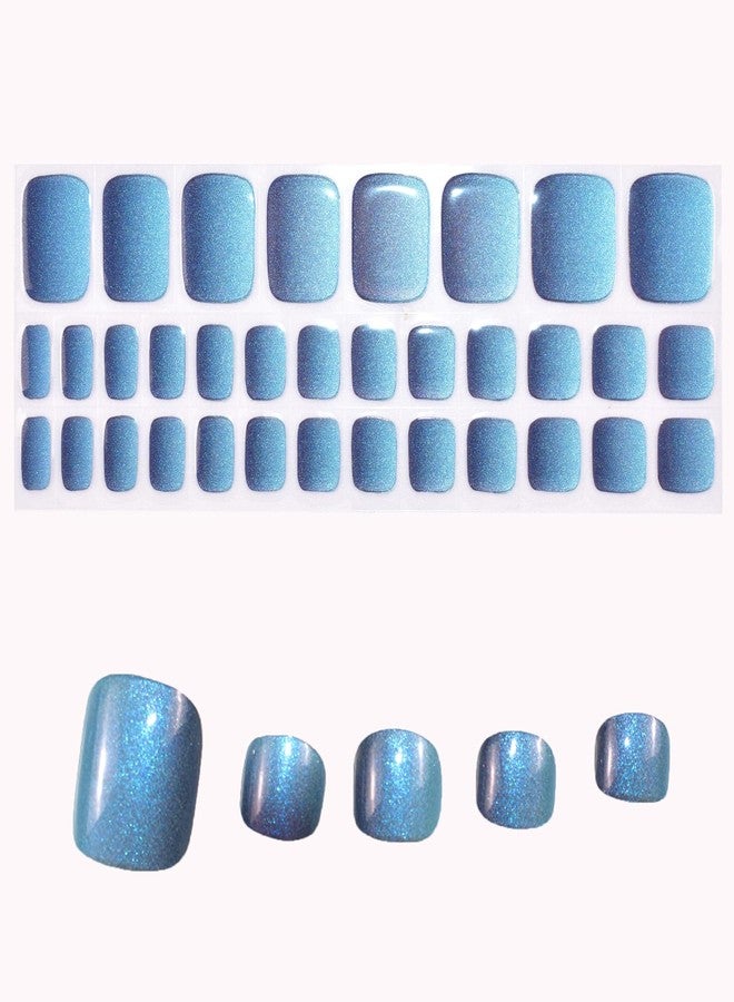 LIFOOST Semi Cured Gel Toenail Strips Blue 34Pcs Toe Nail Wraps - Image 3