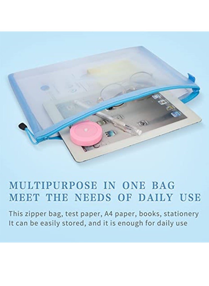 KASTWAVE Mesh Zipper Pouch Document Bag, 5 Pack A4 Size Zipper Bags for School Office Supplies, Storage Bags, 5 Colors - Image 5