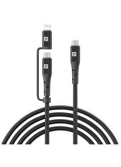 Portronics Portronics Konnect J6 Dual Output 60W Cable (Type C to 8 PIN + Type C), Nylon Braided, Fast Data Sync, 1.2M Cable Length(Black)  - Image 1