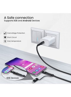 Portronics Portronics Konnect J6 Dual Output 60W Cable (Type C to 8 PIN + Type C), Nylon Braided, Fast Data Sync, 1.2M Cable Length(Black)  - Image 4
