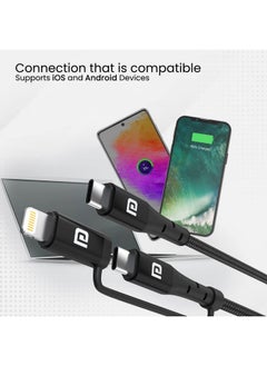 Portronics Portronics Konnect J6 Dual Output 60W Cable (Type C to 8 PIN + Type C), Nylon Braided, Fast Data Sync, 1.2M Cable Length(Black)  - Image 5