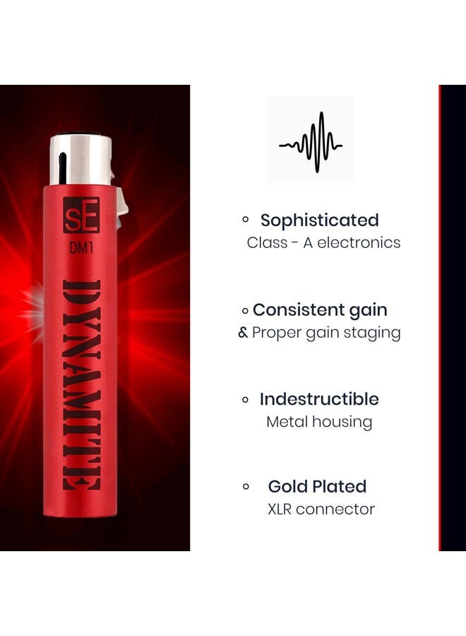 sE Electronics DM1 Dynamite Active In-line Microphone Preamp with 28dB Gain Bundle with 2 20-FT XLR Microphone Cables and 7-Pack Cable Ties - Image 3