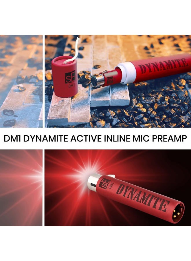 sE Electronics DM1 Dynamite Active In-line Microphone Preamp with 28dB Gain Bundle with 2 20-FT XLR Microphone Cables and 7-Pack Cable Ties - Image 2