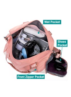 SYOSI Gym Bag for Women, Waterproof Duffel Bag with Wet Pocket and Shoes Compartment, Carry On Weekender Overnight Bag, Lightweight Workout Sport Bag, Crossbody Shoulder Travel Bag for Yoga Dance  - Image 4