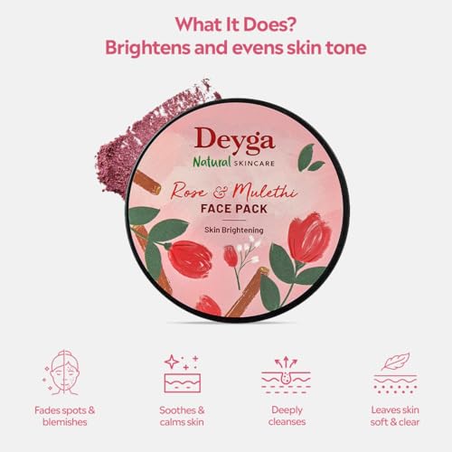 Deyga Rose & Mulethi Skin Brightening Face Pack (100 g) | Lightens Pigmentation | For Glowing, Even-Tone Complexion - Image 2
