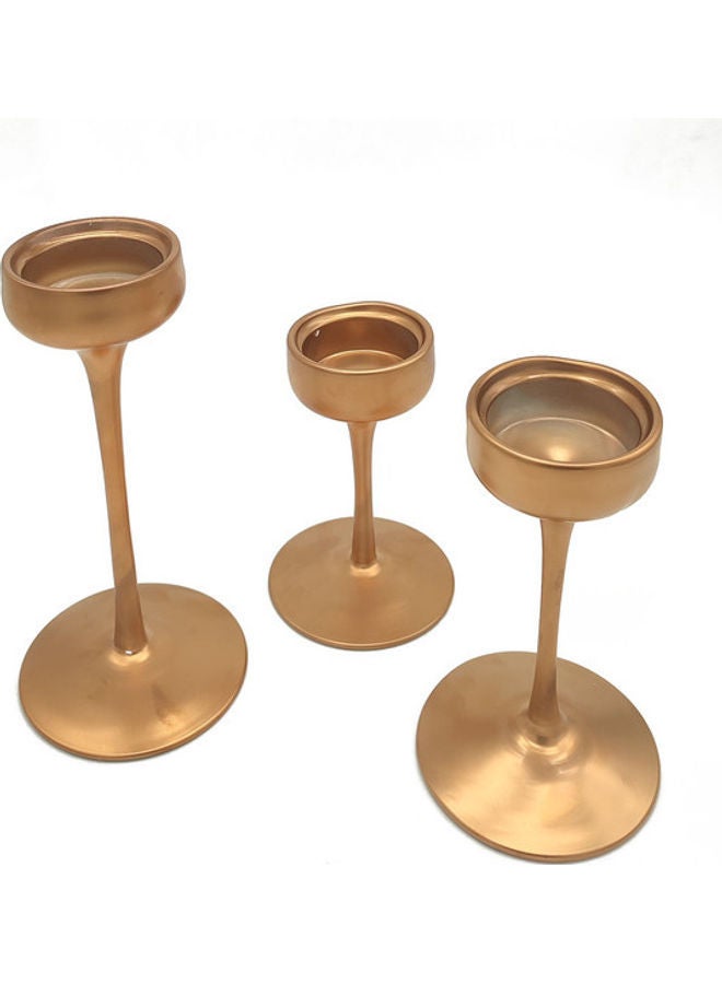NIBEMINENT 3-Piece Candle Holder Set Gold 25x20x17cm  - Image 3
