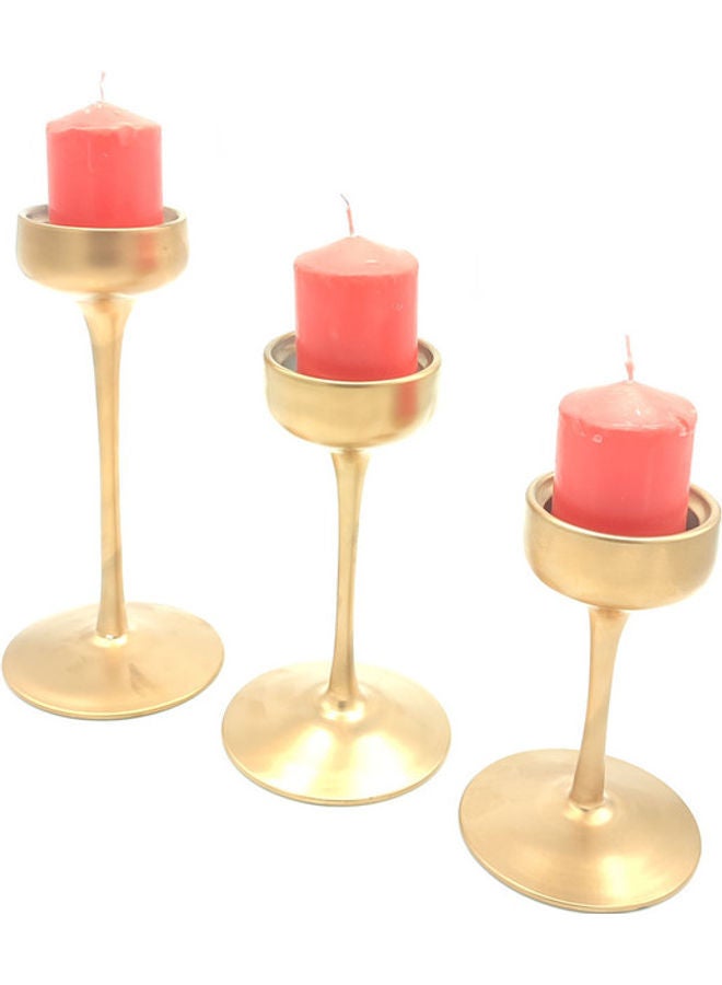 NIBEMINENT 3-Piece Candle Holder Set Gold 25x20x17cm  - Image 4