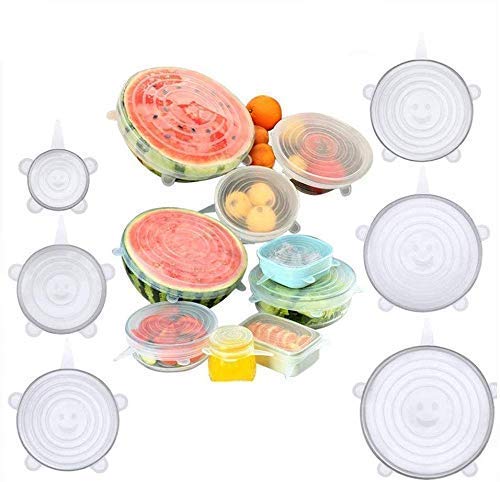 G-KARUNA Silicone Lids Reusable Washable Flexible Covers for Rectangle Round Square - Bowls Dishes Plates Cans Jars Glassware and Mugs Cover (Free Size) (Set of 12) - Image 1