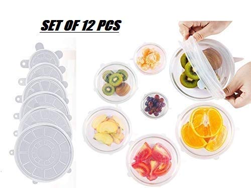 G-KARUNA Silicone Lids Reusable Washable Flexible Covers for Rectangle Round Square - Bowls Dishes Plates Cans Jars Glassware and Mugs Cover (Free Size) (Set of 12) - Image 3
