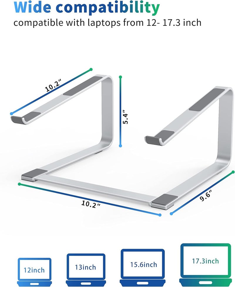 TARKAN Laptop Stand for Desk Heavy Metal Riser Stable Height Elevator with Air Flow for 1317 Inch Laptops Silver - Image 4