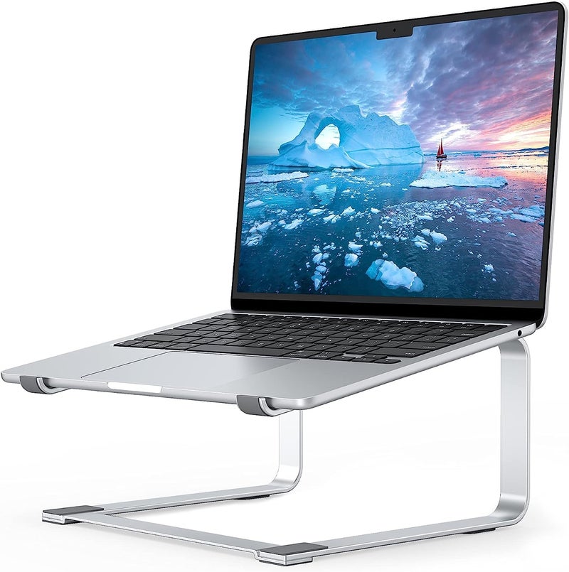 TARKAN Laptop Stand for Desk Heavy Metal Riser Stable Height Elevator with Air Flow for 1317 Inch Laptops Silver - Image 1