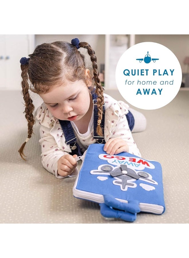Curious Columbus Quiet Book. Away We Go Activity Busy Book. Montessori Toy for Toddlers. Educational Toy for Toddlers, Preschool and Early Learning. Toddler Airplane Travel Essentials Travel Toys - Image 1