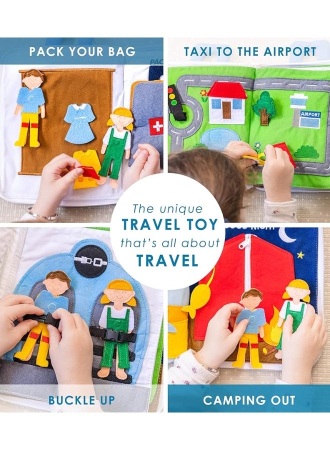Curious Columbus Quiet Book. Away We Go Activity Busy Book. Montessori Toy for Toddlers. Educational Toy for Toddlers, Preschool and Early Learning. Toddler Airplane Travel Essentials Travel Toys - Image 2