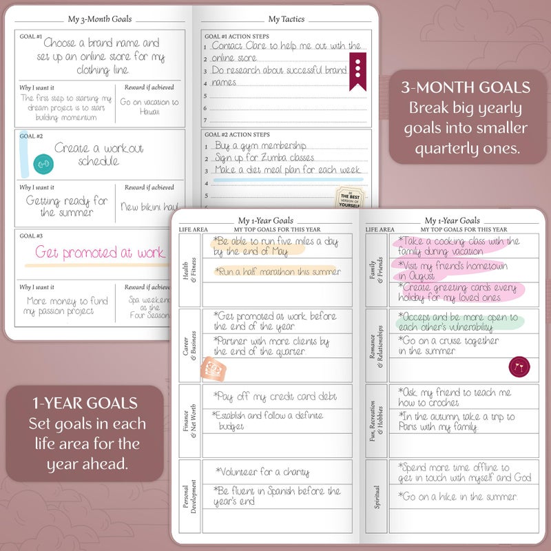 Legend Planner Pocket â€“ Small Undated Monthly & Weekly Goal Journal and Calendar for Productivity, Mini Life Organizer Planner Perfect for Purse, Size: 3.5" x 6.2" Hardcover â€“ Rose Gold - Image 5