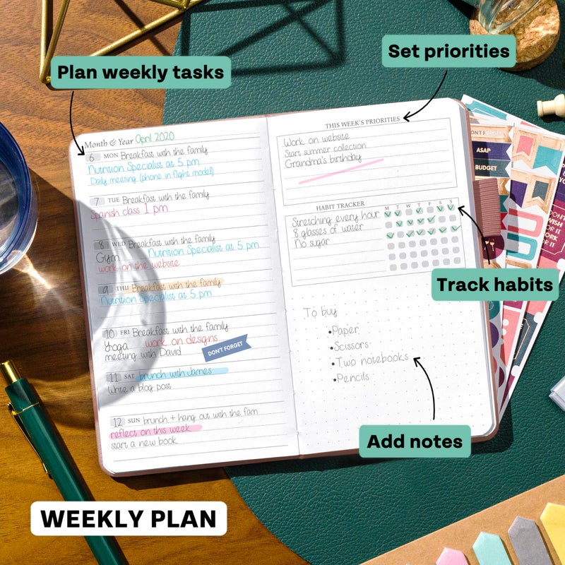 Legend Planner Pocket â€“ Small Undated Monthly & Weekly Goal Journal and Calendar for Productivity, Mini Life Organizer Planner Perfect for Purse, Size: 3.5" x 6.2" Hardcover â€“ Rose Gold - Image 3