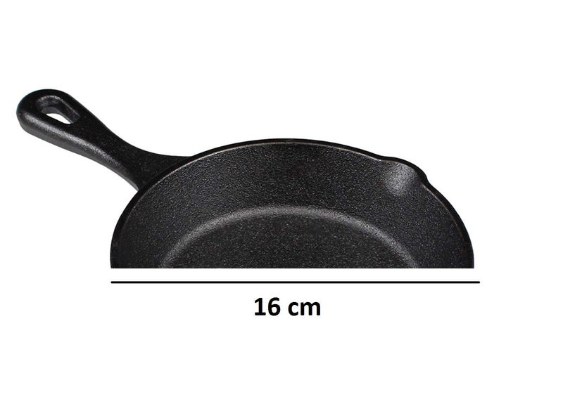 Machak Induction Base Cast Iron Frying Pan | 16.5 cm | 1.2 kg | Black - Image 4