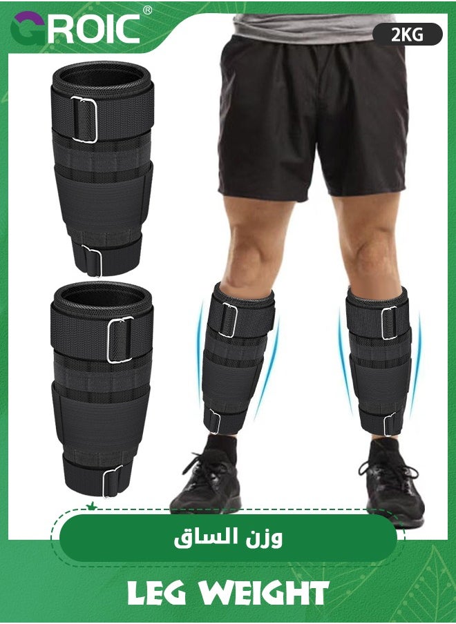 GROIC 1 Pair 2 KG Ankle Leg Weights, Adjustable Ankle & Leg Weights Set, Removable Metal Block with Separate Pockets Ankle Weights For Walking, Running, Exercises, Fitness, Jogging, Workout  - Image 1