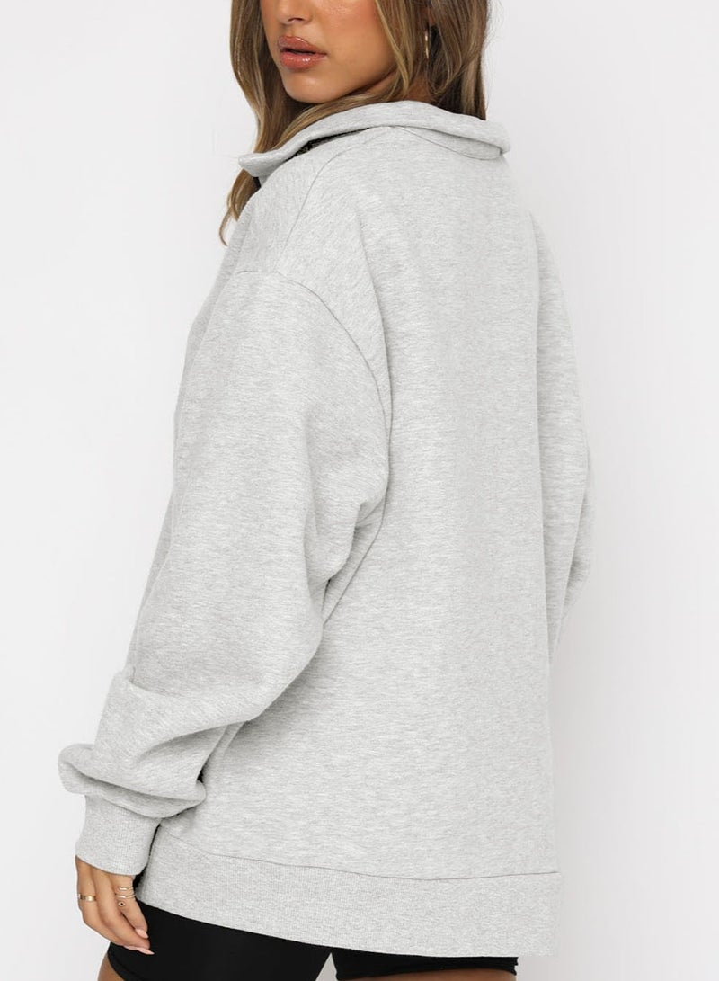 NIBEMINENT Women's Oversized Sweatshirt Hoodie Half Zip Pullover Fall Fashion Clothing  - Image 2