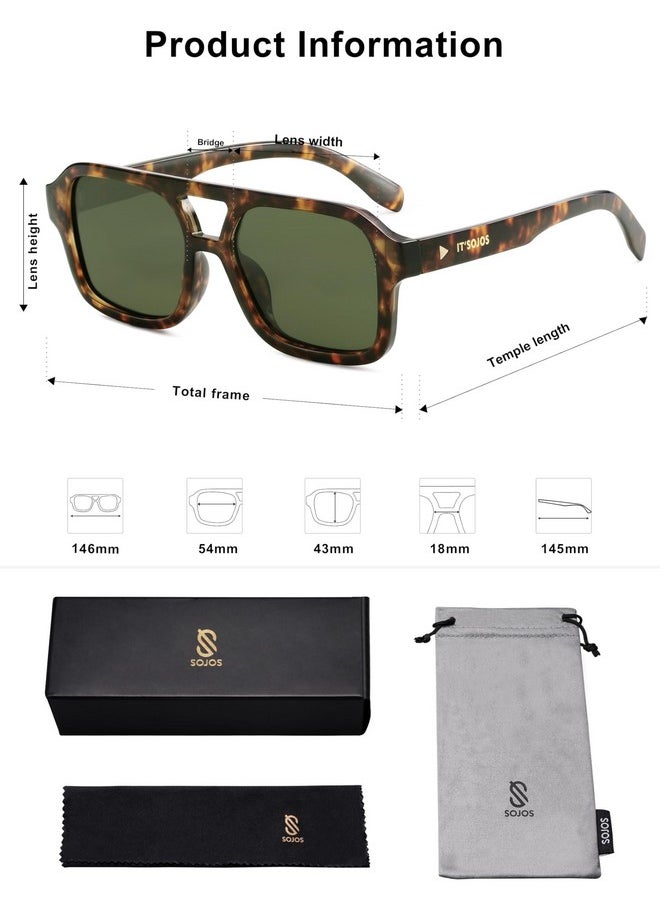 Sojos - Retro Aviator Sunglasses For Womens Mens Polarized Trendy Rectangle Designer Inspired Shades 80S 90S Sun Glasses Sj2342 - Image 1