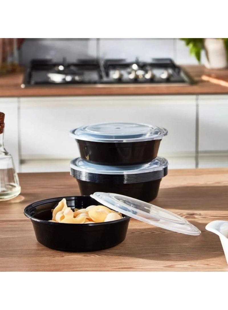 Round Plastic Microwave Food Containers 24 oz (8 Pieces) - Image 1