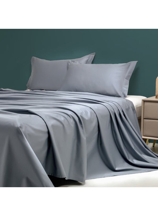 La Torretta Single Bed Sheet, Class A, 100-count Long-staple Cotton, Solid Color Bedspread, Single Piece, Gray-blue, 245*250cm - Image 2