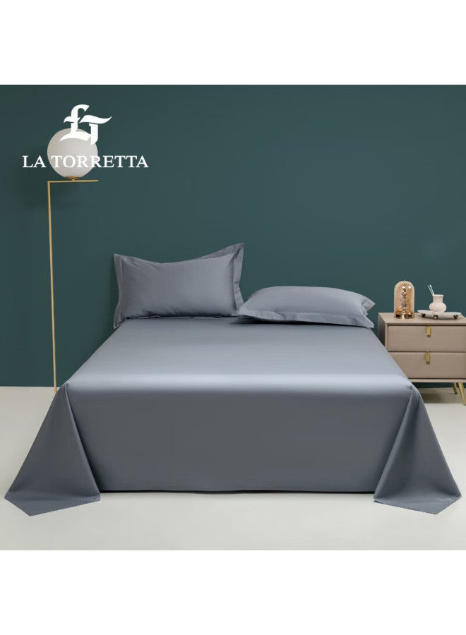 La Torretta Single Bed Sheet, Class A, 100-count Long-staple Cotton, Solid Color Bedspread, Single Piece, Gray-blue, 245*250cm - Image 1