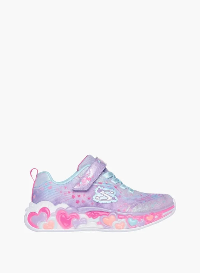 SKECHERS Girls' Printed Light-Up Sneakers With Hook And Loop Closure - Eternal Heart Lights