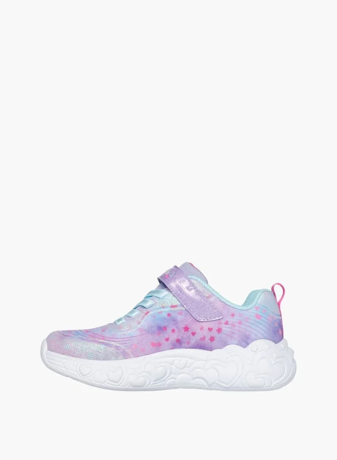 SKECHERS Girls' Printed Light-Up Sneakers With Hook And Loop Closure - Eternal Heart Lights