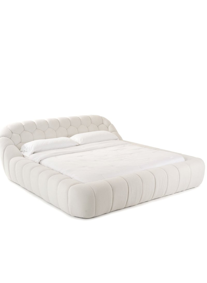 Wooden Twist Bubble Design Modern Cloud Bed In Soft Boucle Fabric (King Size)  - Image 5
