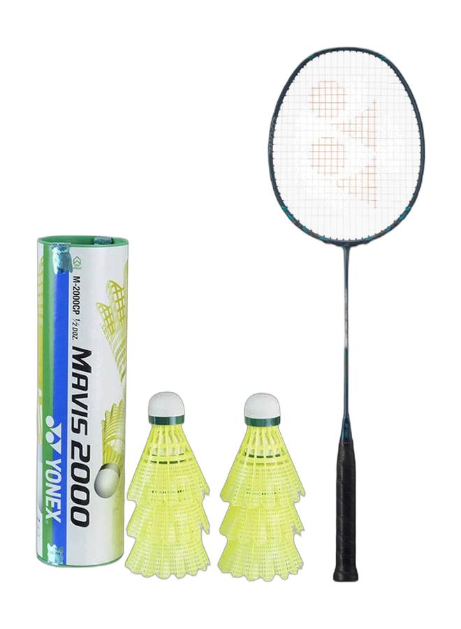 Yonex Nanoflare 800 Game Deep Green- 4U6 + Mavis 2000 Green Cap Slow Badminton Shuttlecock 6 Pack, Yellow Pack - Image 1