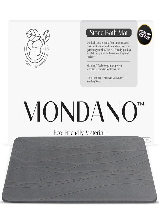 Mondano Stone Bath Mat, Diatomaceous Earth Shower Mat Non Slip Bathroom Mat Quick Dry Stone Mat, Stone Dish Drying Mat, Stone Bath Mats for Bathroom, Diatomaceous Earth Bath Mat (Graphite Grey) - Image 1