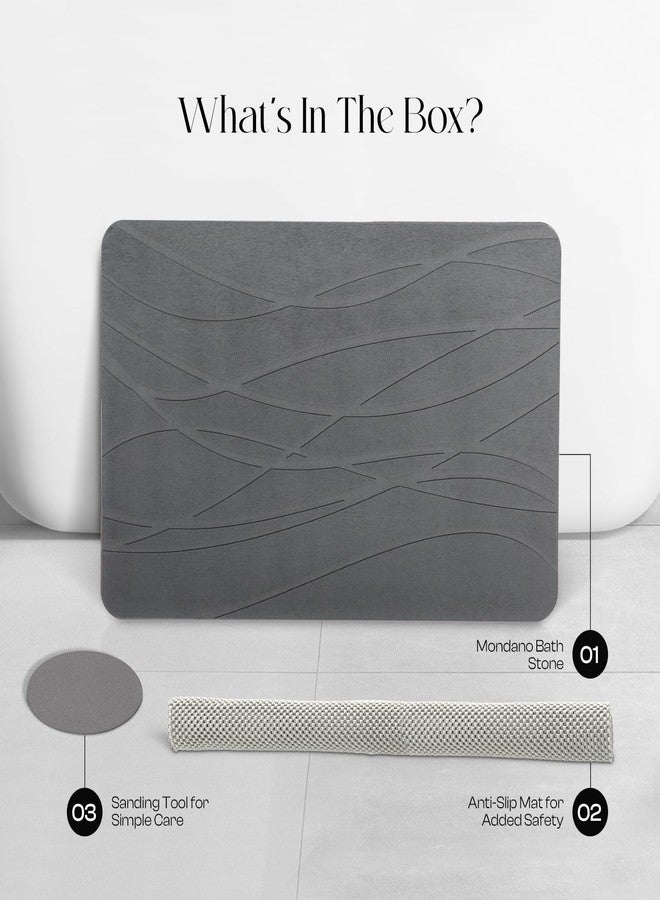 Mondano Stone Bath Mat, Diatomaceous Earth Shower Mat Non Slip Bathroom Mat Quick Dry Stone Mat, Stone Dish Drying Mat, Stone Bath Mats for Bathroom, Diatomaceous Earth Bath Mat (Graphite Grey) - Image 2