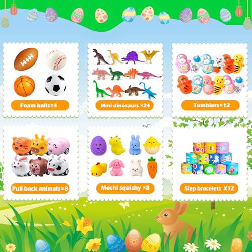 GOAUS Easter Egg Fillers Party Favors for Kids 220 pcs Small Toys and 100 Eggs Easter Bag Stuffers Prizes for Filling Stuffing - Image 5