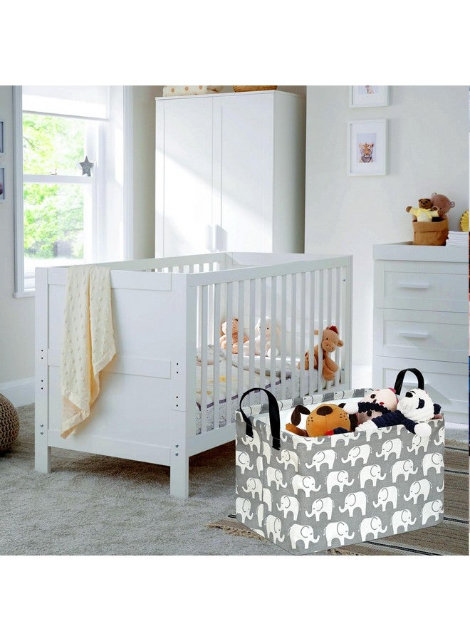 KUNRO Rectangle Toy Bin Waterproof storage organizer for Nursery Hamper Home decor Closet Kids Bedroom Laundry Baby Gift Shelf Baskets(Elephant) - Image 5