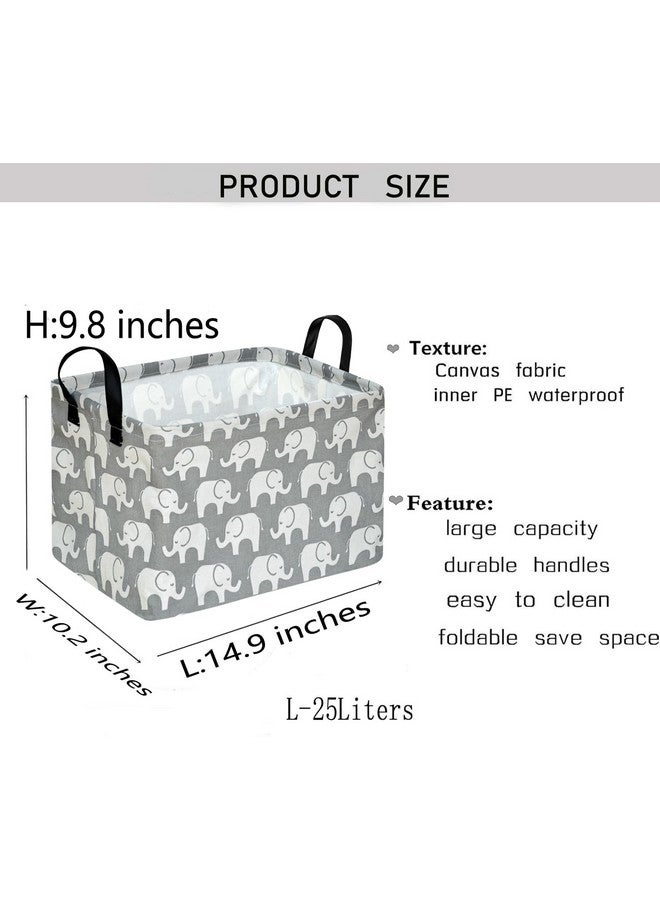 KUNRO Rectangle Toy Bin Waterproof storage organizer for Nursery Hamper Home decor Closet Kids Bedroom Laundry Baby Gift Shelf Baskets(Elephant) - Image 2